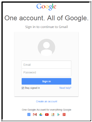 Google Gmail Login Screen